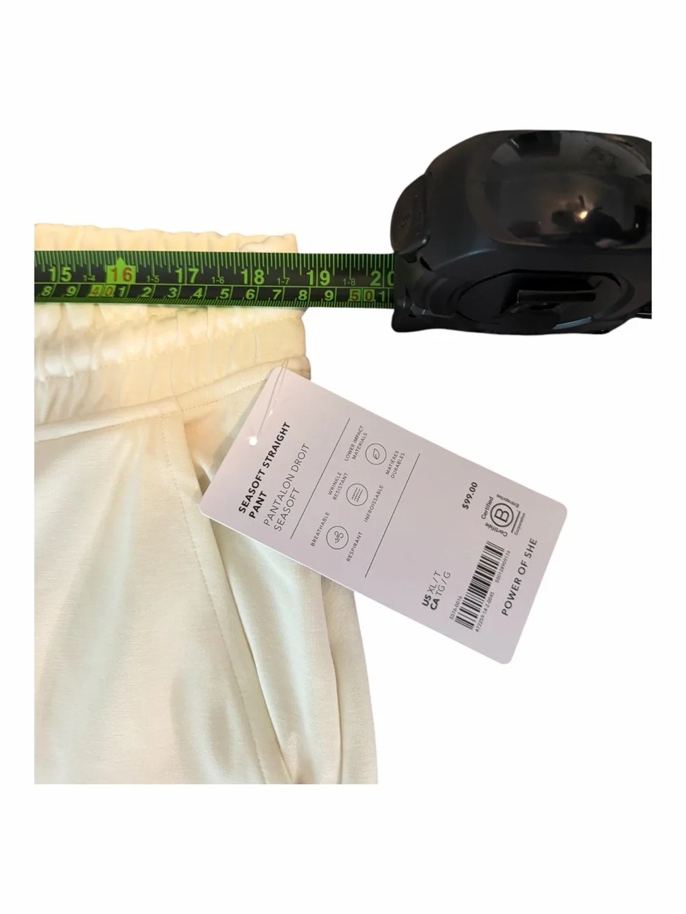 NWT |Athleta |Seasoft Straight Pant |XL Tall |Ivory |Wide Leg |34” Inseam